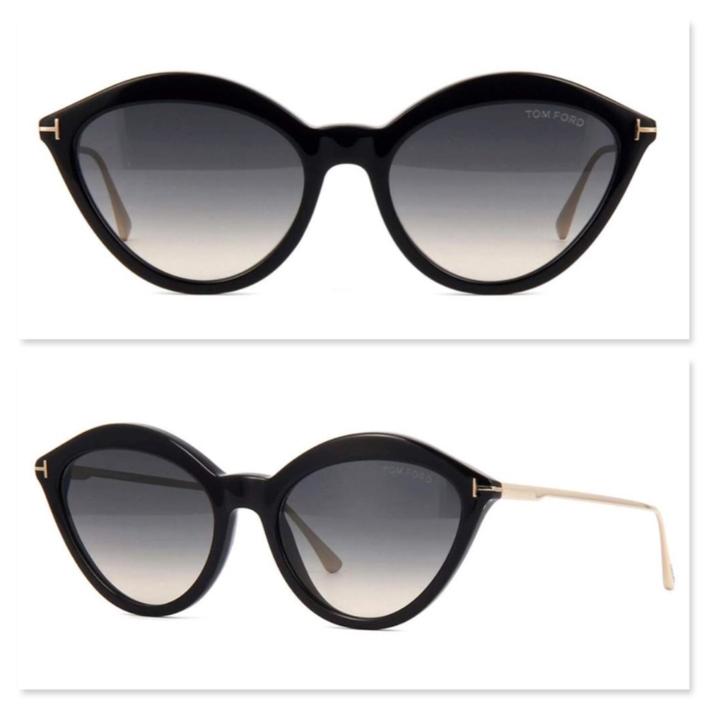 New TOM FORD Chloe Cat Eye Black Sunglasses - Picture 8 of 16